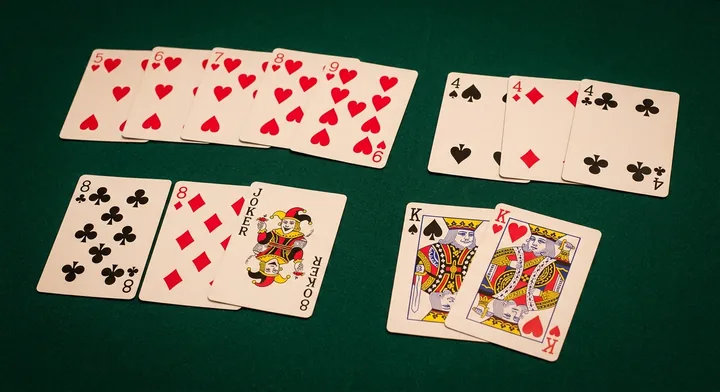 The goal of Dummy Rummy: a finished hand arranged into valid melds