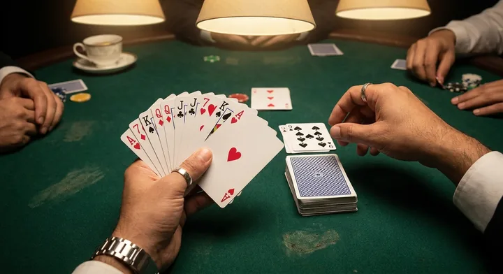 Drawing and discarding in Indian Rummy: taking a card, then throwing one away