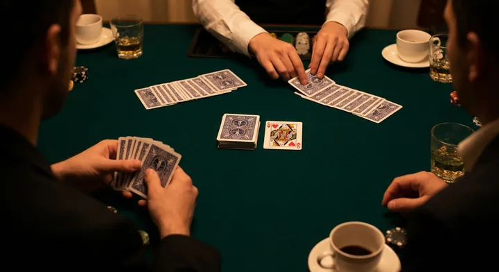 The deal in Kalooki: cards dealt to each player beside the stock and discard pile