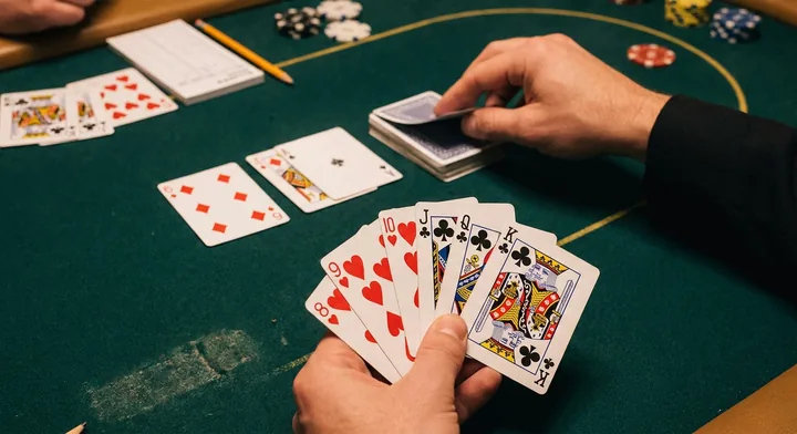 Drawing and discarding in Oklahoma Gin: taking a card, then throwing one away