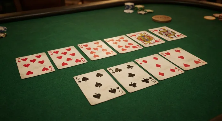 The goal of Rummy: a finished hand arranged into valid melds