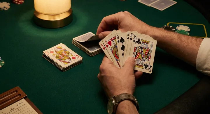 Drawing and discarding in Straight Gin: taking a card, then throwing one away
