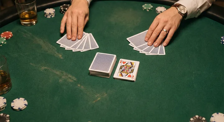 The deal in Tonk: cards dealt to each player beside the stock and discard pile