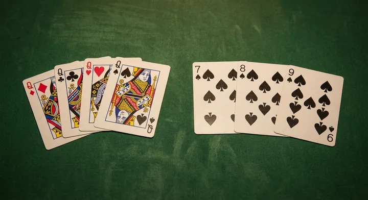 Melds in Tonk: a set of matching ranks and a run of one suit